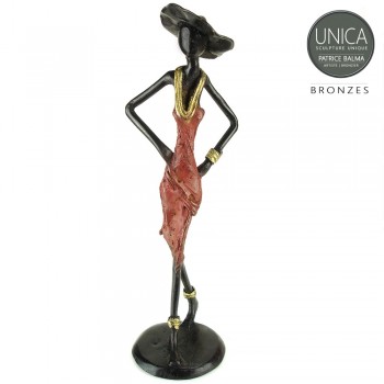 Afrikaanse vrouw bronzen beeld Colette