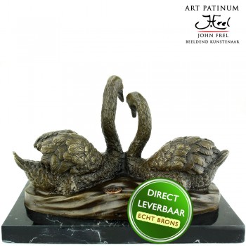Bronzen beeld zwanen Art Unica