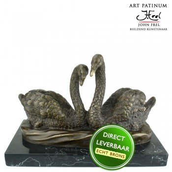 Bronzen beeld zwanen Art Unica