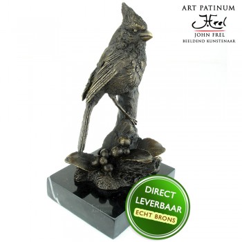 Bronzen beeld Vogel op tak Art Unica
