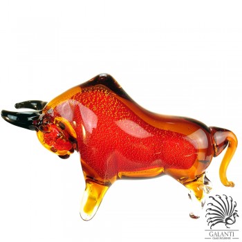 Beeld stier glaskunst rood Art Unica unieke dierenbeelden