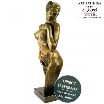 Elegance Bronzen beeld elegante naakte vrouw 60cm bruin Art Unica
