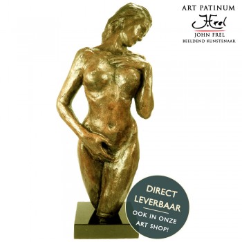 Elegance Bronzen beeld elegante naakte vrouw 60cm bruin Art Unica