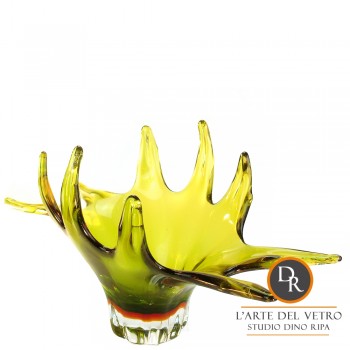 Mezzano schaal groen Italiaans glaskunst Art Unica