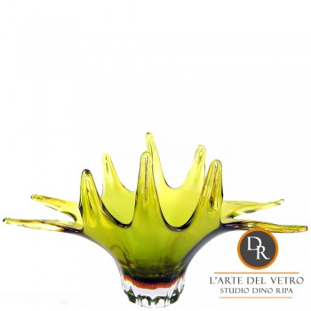 Mezzano schaal groen Italiaans glaskunst Art Unica