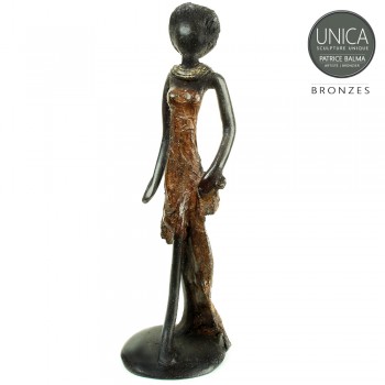 Afrikaans bronzen beeldje vrouw titel Nicole