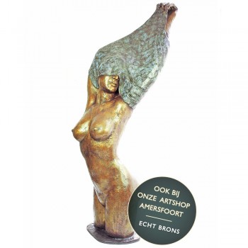 Bronzen beeld Tentation verleidelijke vrouw Art Unica brons