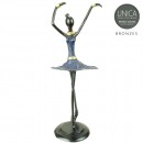 Ballerina beeldje brons blauw