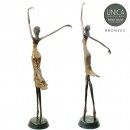 Ballerina beelden set brons 66cm en 71cm