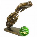 Bronzen beeld reikende handen