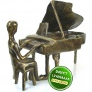 Pianist achter vleugel bronzen beeld