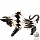 Stier glaskunst beeld zwart wit Art Unica unieke glazen dierenbeelden