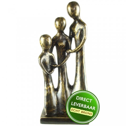 Familiegeluk bronzen beeld 
