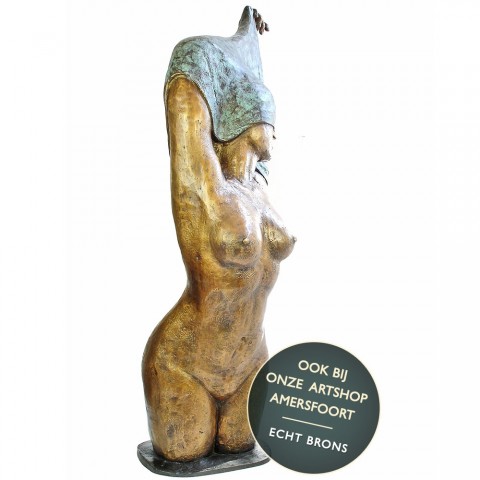 Bronzen beeld Tentation verleidelijke vrouw Art Unica brons