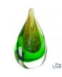 Glassculptuur Vlam Groen 12cm met goudaccenten