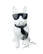 Pop Art Beeld Bulldog Soul Man White met bril
 28cm
