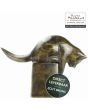 Bronzen beeldje Poes op sokkel 12cm Eduard Martens