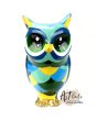 Art Owl BLUE FEATHER beeld uil blauw Unica Artists Collective