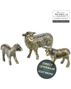 Schaap met lammeren beeldjes brons