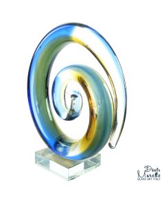 Glassculptuur Spiral of Life 16cm Blauw