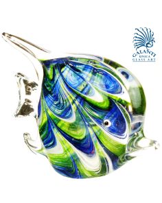 Vis glaskunst beeldje Ocean Swimmer groen 15cm