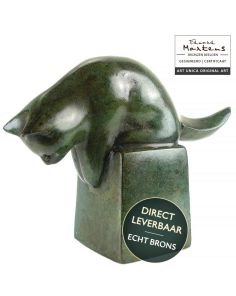 Bronzen beeldje Poes op sokkeltje 