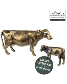 Bronzen beeldjes Koe met Kalf van Eduard Martens