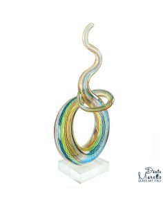 Verbonden glassculptuur zwart wit 28cm