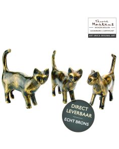 Bronzen beeldjes poesjes kittens Art Unica
