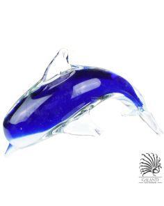 Dolfijn beeldje glas blauw wit