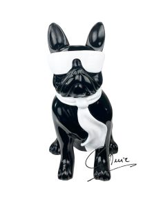 Pop Art Beeld Bulldog Soul Man Black met bril
 28cm