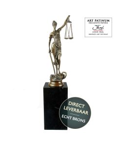 Vrouwe Justitia bronzen beeld op sokkel Art Unica