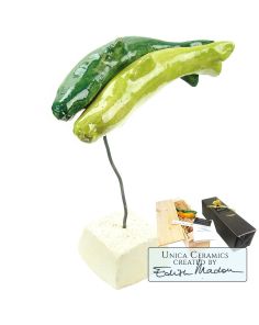 Beeldjes vis keramiek titel Geluksvisjes in geschenkverpakking
