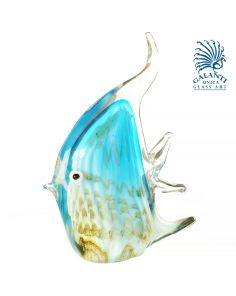 Vis glaskunst blauw Ocean Elegance 21cm