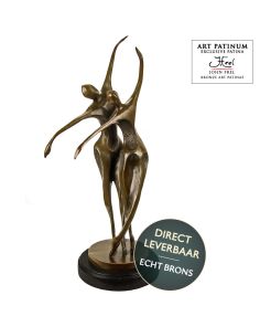 Bronzen beeld man en vrouw in danshouding titel Love Dance