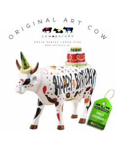 Happy Birthday Koebeeld beschilderd