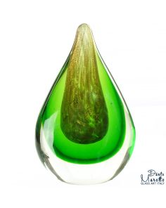 Glassculptuur Vlam Groen 12cm