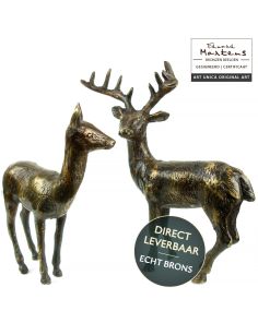 Bronzen beeldjes set van 2 Herten