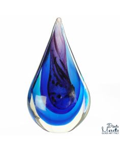 Glassculptuur Vlam Indigo 17cm Art Unica