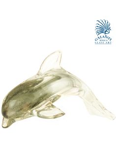 Glaskunst beeldje Dolfijn Grey Diver 17cm
