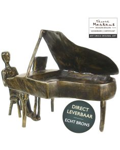 Bronzen beeld Pianist achter de vleugel