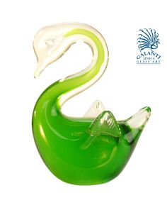 Glaskunst beeldje Zwaan Groen Galanti