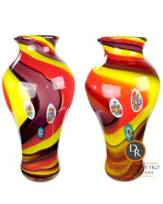 Set vazen glaskunst 43cm rood geel