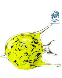 Vis glaskunst beeldje Mystic Yellow geel 21cm
