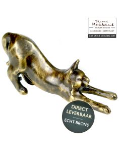 Bronzen beeldje Poesje  strekkend