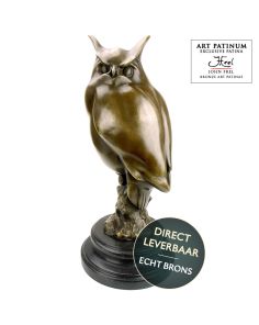 Uil bronzen beeld op sokkel Art Unica brons collectie