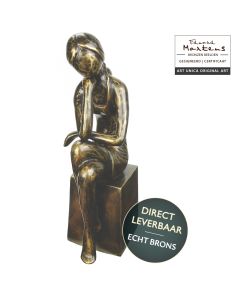 Bronzen beeldje Vrouw in Gedachten Art Unica