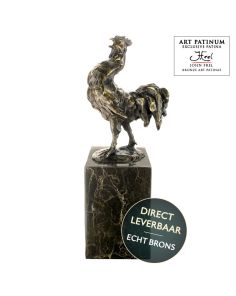 Bronzen beeld kraaiende Haan titel EEen nieuwe Dag