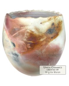 Unieke keramiek kom in Raku techniek 16cm