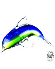 Dolfijn beeldje glas Blauw groen